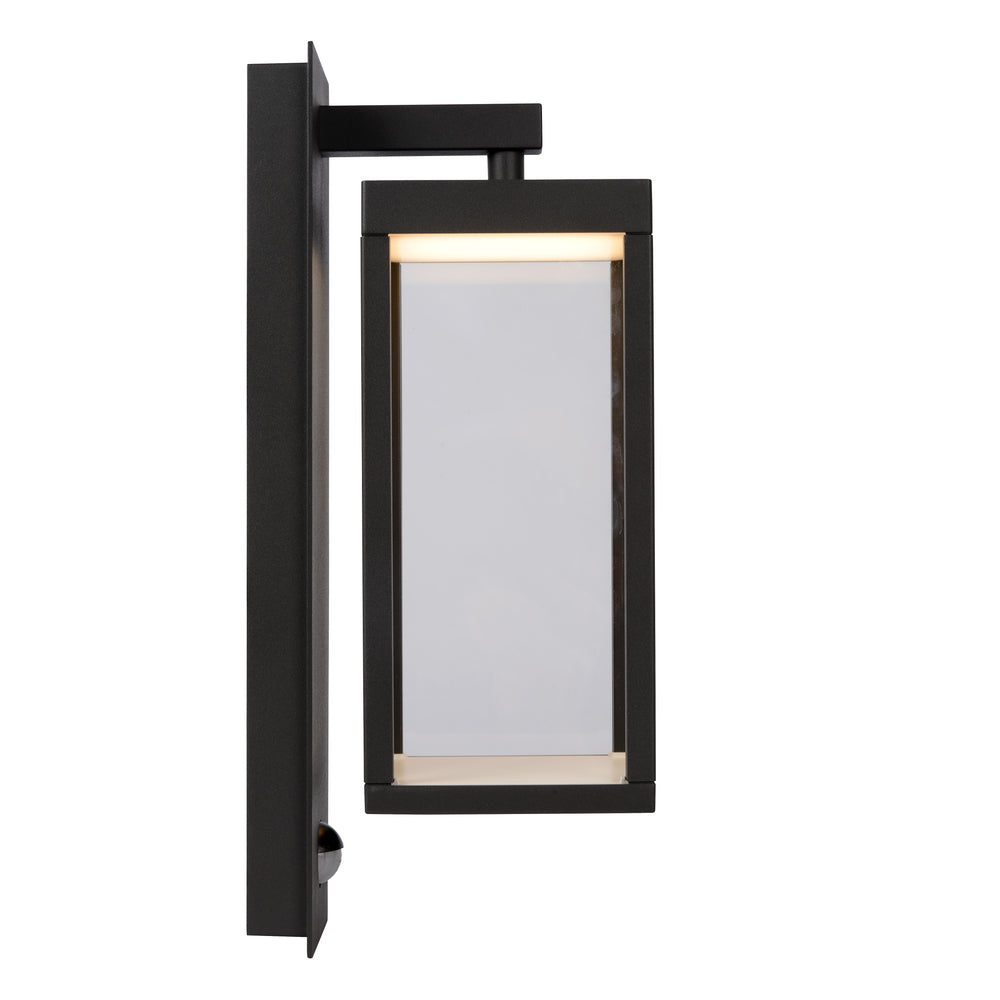 Aplique de pared LED Lucide CLAIRETTE 13W 3000K IP54 con sensor de movimiento PIR y carcasa antracita