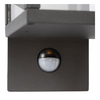 Aplique de pared LED Lucide CLAIRETTE 13W 3000K IP54 con sensor de movimiento PIR y carcasa antracita