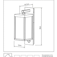 Aplique de pared LED Lucide CLAIRETTE 13W 3000K IP54 con sensor de movimiento PIR y carcasa antracita