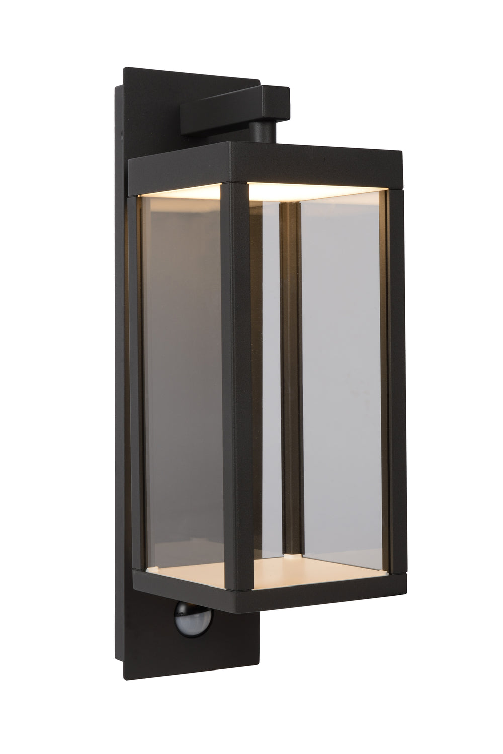 Aplique de pared LED Lucide CLAIRETTE 13W 3000K IP54 con sensor de movimiento PIR y carcasa antracita