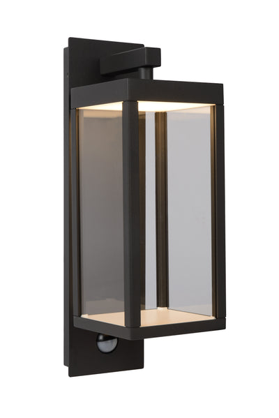 Aplique de pared LED Lucide CLAIRETTE 13W 3000K IP54 con sensor de movimiento PIR y carcasa antracita