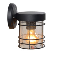 Lucide KEPPEL aplique de pared interior exterior casquillo E27 IP44 Metal Negro Mate 220-240V 60W