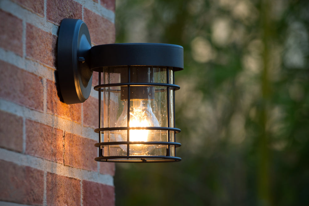 Lucide KEPPEL aplique de pared interior exterior casquillo E27 IP44 Metal Negro Mate 220-240V 60W