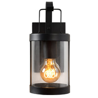 Lucide LINDELO aplique de pared interior exterior, casquillo E27, 60W máx, 220-240V, IP44, acabado metálico negro mate