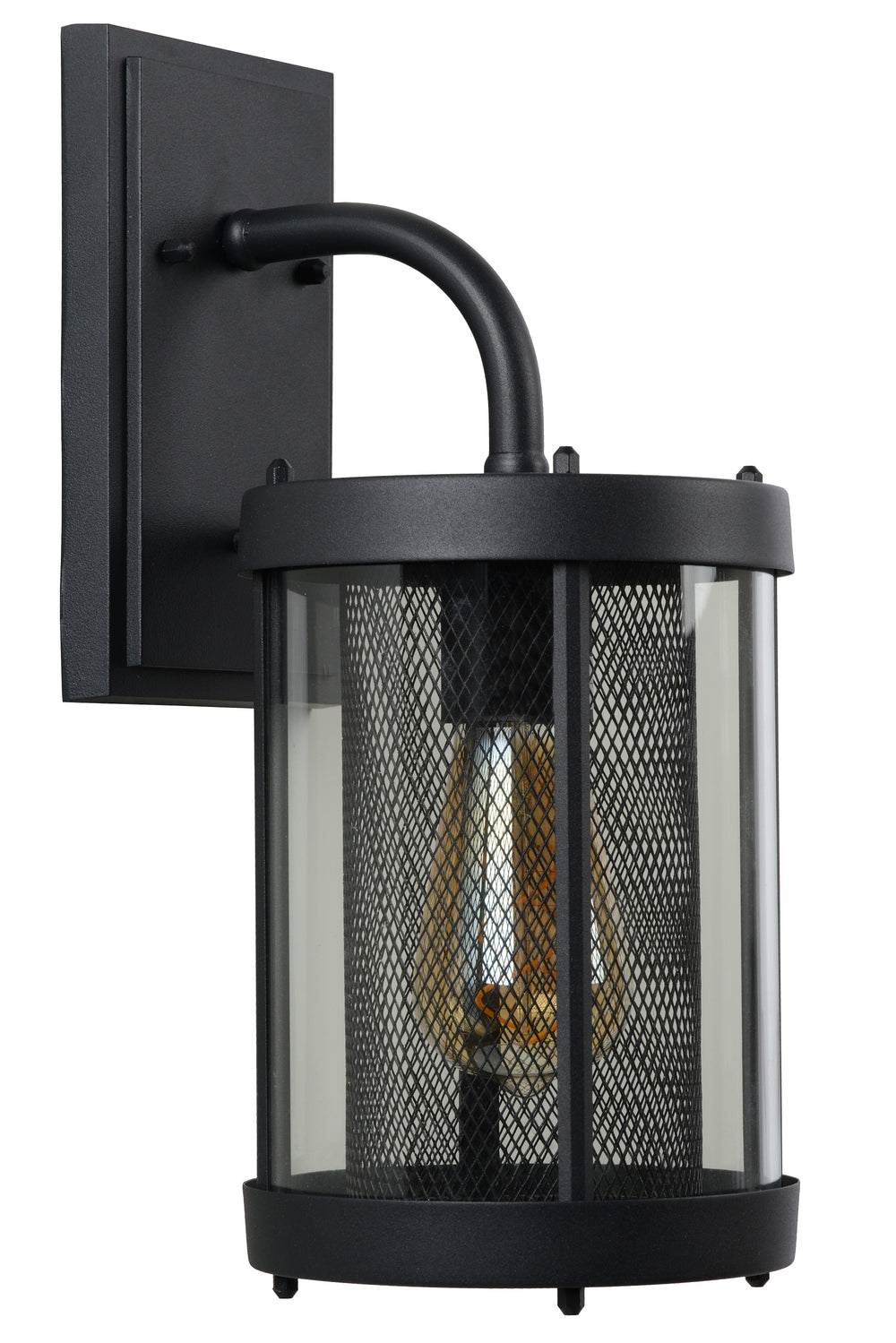 Aplique de pared Lucide Makkum, 1xE27, lámpara interior exterior IP23, metal Negro Mate, 220-240V, 60W máx