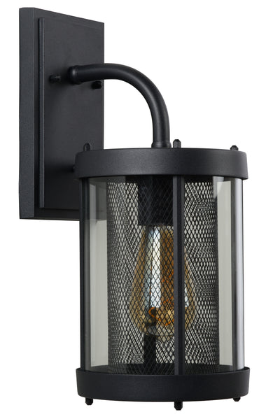 Aplique de pared Lucide Makkum, 1xE27, lámpara interior exterior IP23, metal Negro Mate, 220-240V, 60W máx
