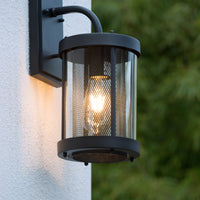 Aplique de pared Lucide Makkum, 1xE27, lámpara interior exterior IP23, metal Negro Mate, 220-240V, 60W máx