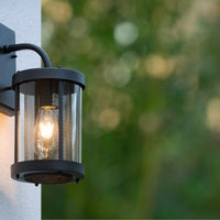 Aplique de pared Lucide Makkum, 1xE27, lámpara interior exterior IP23, metal Negro Mate, 220-240V, 60W máx