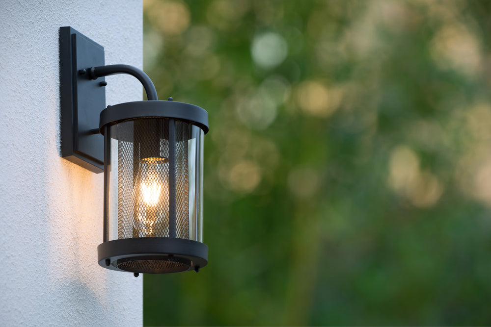 Aplique de pared Lucide Makkum, 1xE27, lámpara interior exterior IP23, metal Negro Mate, 220-240V, 60W máx