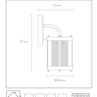 Aplique de pared Lucide Makkum, 1xE27, lámpara interior exterior IP23, metal Negro Mate, 220-240V, 60W máx
