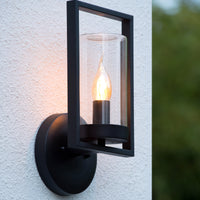 Aplique de pared Lucide NISPEN Negro, 1x casquillo E14, 40W máx, IP44 interior exterior montaje metálico 220-240V