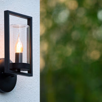 Aplique de pared Lucide NISPEN Negro, 1x casquillo E14, 40W máx, IP44 interior exterior montaje metálico 220-240V