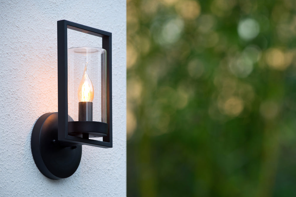 Lucide NISPEN wall light Black, 1xE14 socket, 40W max, IP44 outdoor indoor metal fixture 220-240V