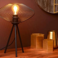 Lámpara de mesa LED Lucide MESH, diseño ovalado de metal, casquillo E27, 40W máx, 220-240V, IP20, Negro Mate, 300x300x410mm