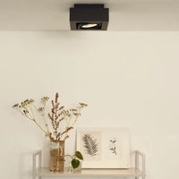 Lucide ZEFIX foco LED de techo, regulable dim to warm, GU10 12W 2200K-3000K, ajustable, cuadrado, Negro, IP20