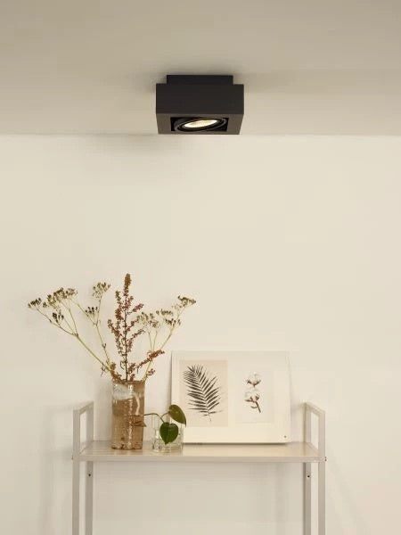 Lucide ZEFIX foco LED de techo, regulable dim to warm, GU10 12W 2200K-3000K, ajustable, cuadrado, Negro, IP20