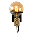 Lucide OTTELIEN wall lamp, 1xE27, 60W max, 220-240V, IP20, modern matt black steel with brass socket