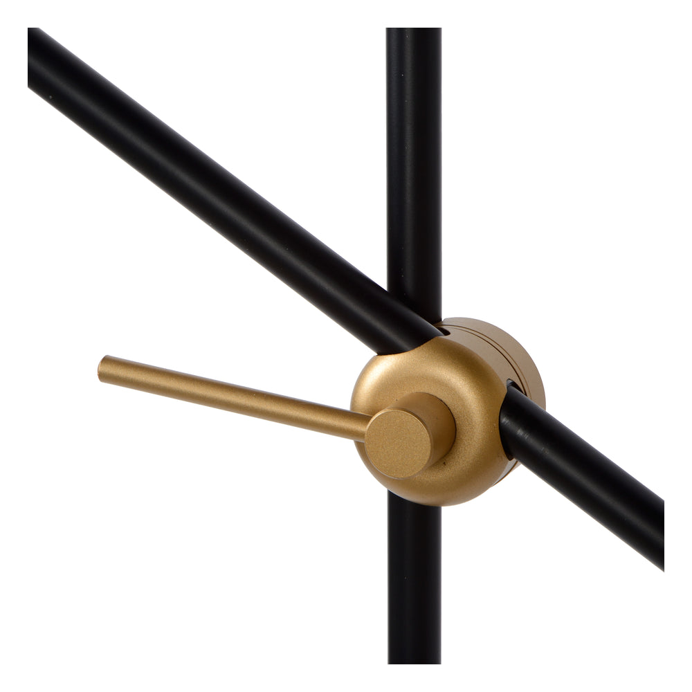 Lucide PHILINE lámpara de pie moderna de lectura, 1xGU10, compatible con LED, altura regulable, Negro Mate con cabezal Dorado