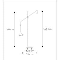 Lucide PHILINE lámpara de pie moderna de lectura, 1xGU10, compatible con LED, altura regulable, Negro Mate con cabezal Dorado