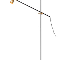 Lucide PHILINE lámpara de pie moderna de lectura, 1xGU10, compatible con LED, altura regulable, Negro Mate con cabezal Dorado