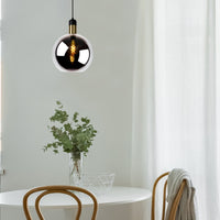 Lucide JULIUS pendant light Ø28cm smoke glass black wood gold metal E27 40W dimmable IP20 220-240V