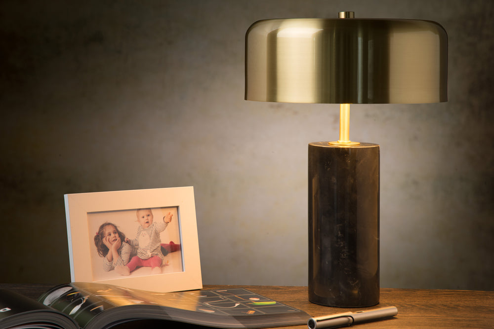 Lámpara de mesa moderna Lucide MIRASOL Ø25cm Metal mármol negro, 3xG9 portalámparas, regulable con interruptor en cable, IP20