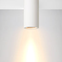 Foco de techo Lucide Gipsy, 1xGU10, 220-240V, IP20, Yeso blanco, diseño cilíndrico moderno Ø7cm