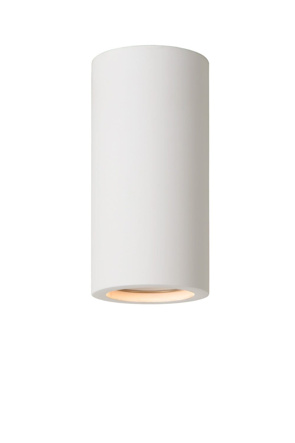 Foco de techo Lucide Gipsy, 1xGU10, 220-240V, IP20, Yeso blanco, diseño cilíndrico moderno Ø7cm