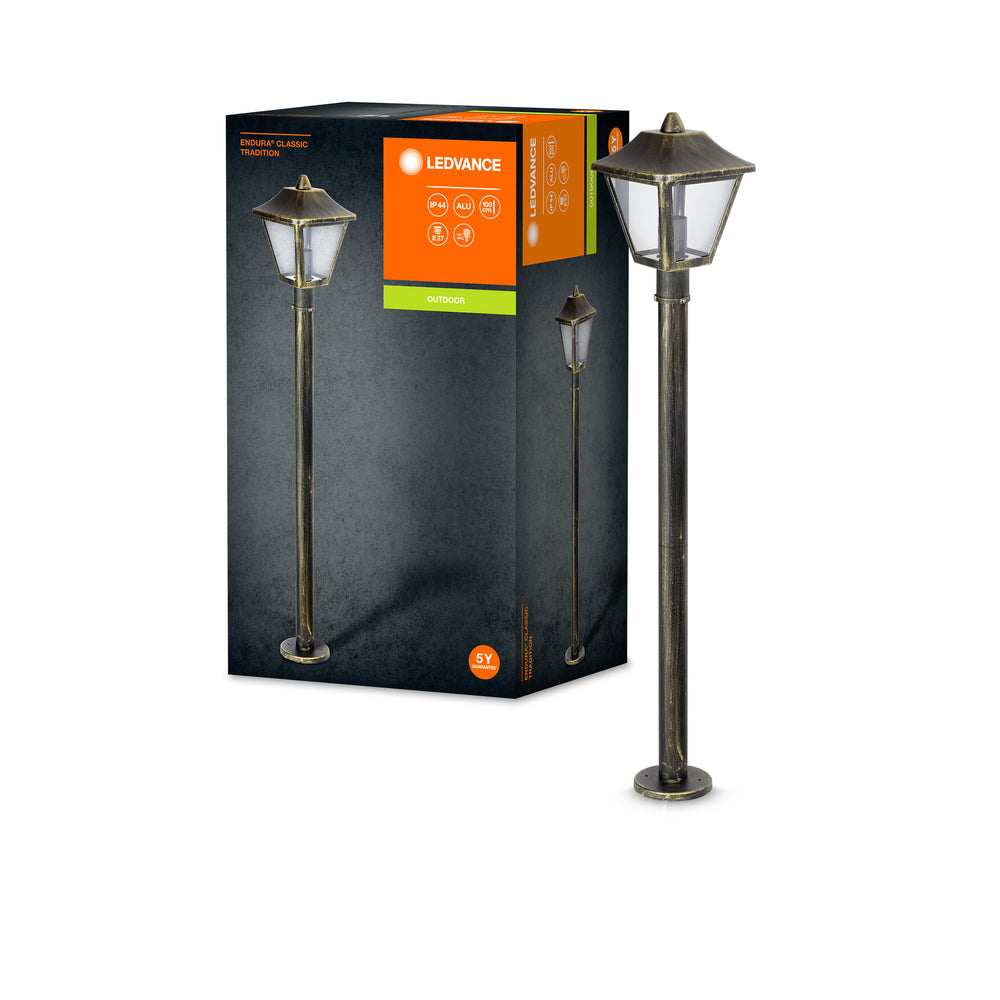 Ledvance ENDURA Classic Tradition farol de pie exterior E27 Negro/Oro IP44 aluminio 1000mm