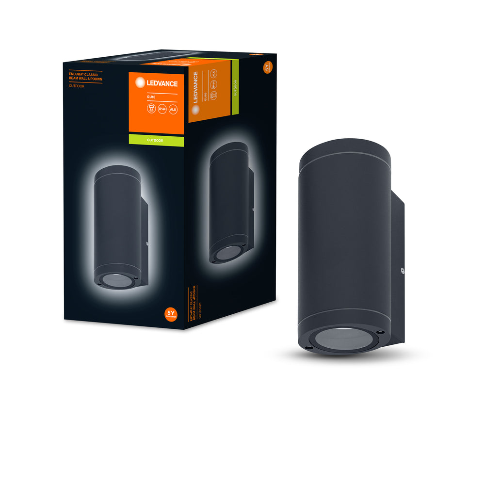 Ledvance ENDURA BEAM Aplique de Pared UpDown GU10, 2x35W, IP44 Exterior de Superficie, Aluminio Gris Oscuro