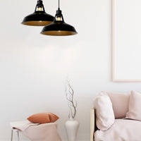 Lucide BRASSY-BIS hanging lamp Black, 1xE27 socket, adjustable height, round metal shade Ø31cm, IP20