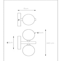 Aplique de pared Lucide TYCHO, 2xG9 casquillos, diseño retro, Negro Mate y Latón Arena con vidrio ahumado, IP20
