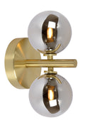 Lucide TYCHO wall light, 2xG9 sockets, Retro design, Matt Black & Sand Brass with smoke glass, IP20