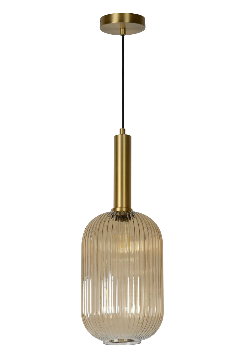 Lucide MALOTO vintage pendant light, 1xE27, 40W max, amber glass, bronze finish, height adjustable, IP20