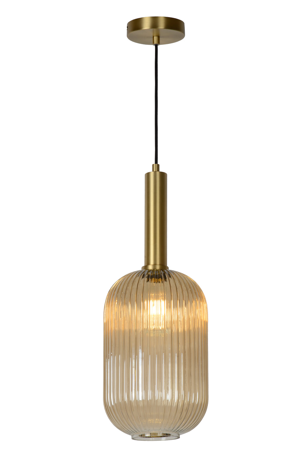 Lucide MALOTO vintage pendant light, 1xE27, 40W max, amber glass, bronze finish, height adjustable, IP20