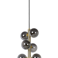 Lucide TYCHO vintage hanging lamp, 6xG9 sockets, sand brass with smoking glass, Ø25.5cm, height adjustable, IP20