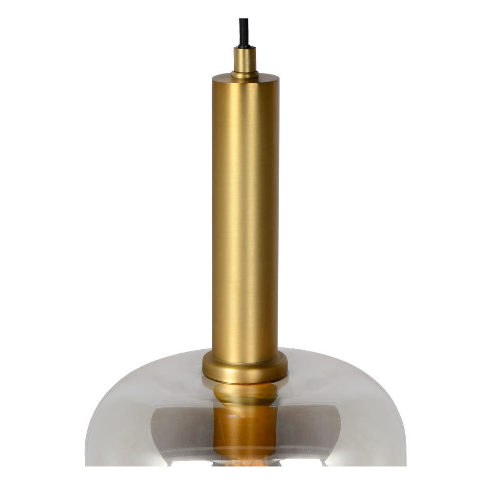 Lámpara colgante Lucide JOANET Ø22cm, casquillo 1xE27, bronce con vidrio ahumado, altura regulable, IP20