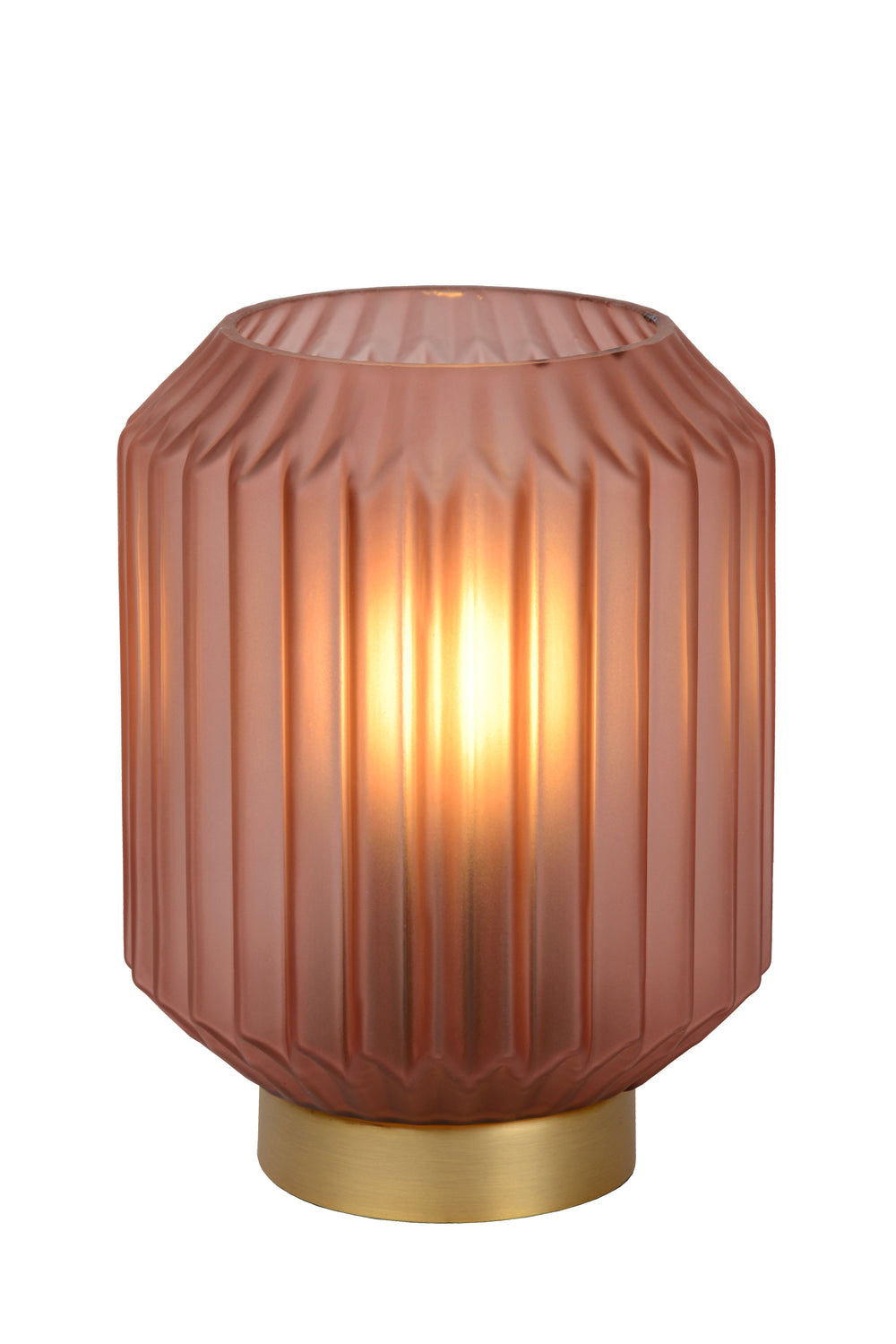 Lucide SUENO table lamp pink glass with E14 fitting, 230V, modern matte gold details, IP20 indoor use