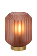 Lucide SUENO table lamp pink glass with E14 fitting, 230V, modern matte gold details, IP20 indoor use