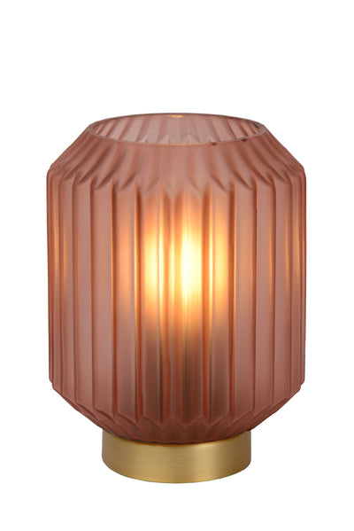 Lucide SUENO table lamp pink glass with E14 fitting, 230V, modern matte gold details, IP20 indoor use