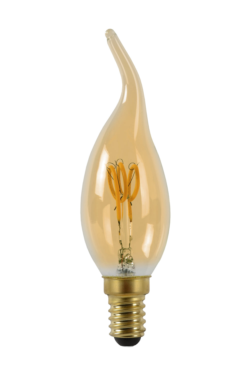 Lucide CT35 bombilla de vela LED filamento E14 3W 2200K regulable vidrio ámbar 165 lúmenes IP20 estilo vintage