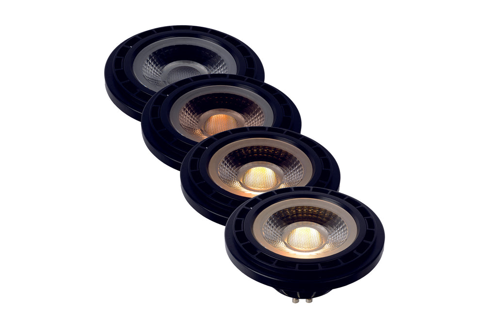 Lucide LED GU10 12W 230V lámpara regulable de cálido a neutro 2200K-3000K 820 lúmenes CRI 95 Reflector Negro Plata IP20