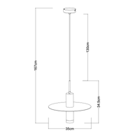 Lámpara colgante moderna Lucide SELIN Ø35cm, 1xGU10, metal Negro y Latón Amarillo, altura ajustable, IP20