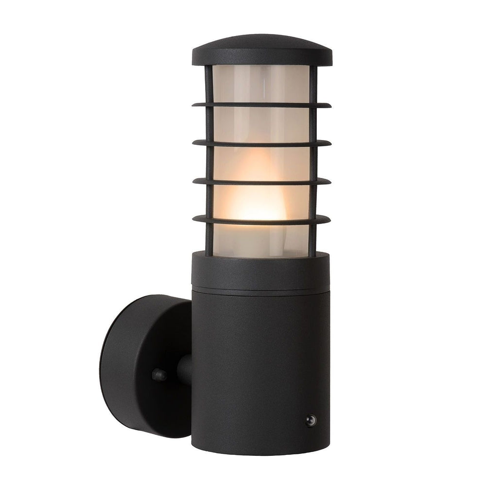 Aplique de pared exterior Lucide SOLID, aluminio redondo, 1xE27, 220-240V, IP54, acabado antracita