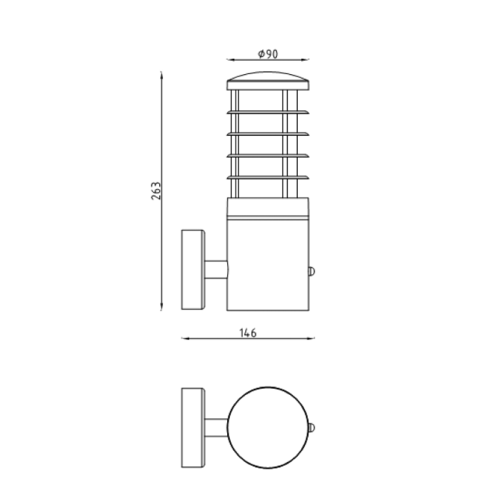 Aplique de pared exterior Lucide SOLID, aluminio redondo, 1xE27, 220-240V, IP54, acabado antracita