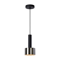 Lucide TEUN retro hanging lamp Ø13cm, adjustable height, E27 socket, metal satin nickel and matte black, IP20