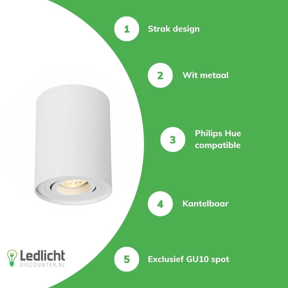 Foco de techo LED Spectrum CHLOE GU10, de superficie, Aluminio blanco, IP20, orientable, 250V