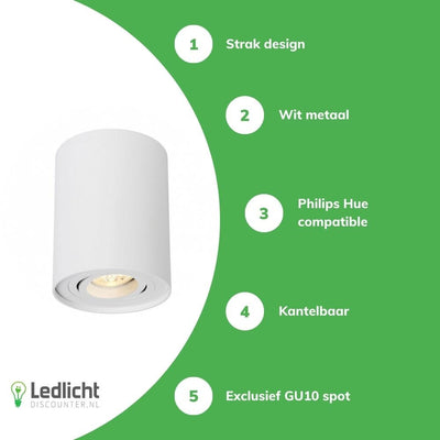 Spectrum LED ceiling spotlight CHLOE GU10, surface-mounted, White aluminum, IP20, tilt adjustable, 250V