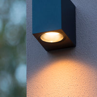 Lucide ZARO outdoor indoor wall light, 1xGU10, IP44 Black aluminum square design, 220-240V, modern style