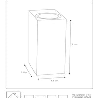 Lucide ZARO aplique de pared moderno Negro, 2xGU10 35W, 220-240V, IP44 exterior interior diseño cuadrado de aluminio